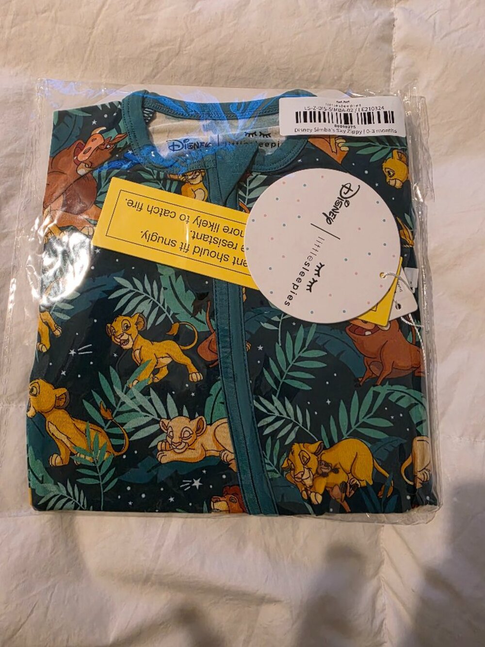 NWT Little sleepies Simba sky zippy 0-3 months